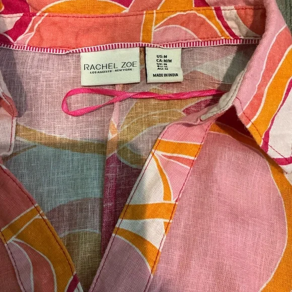 Rachel Zoe Orange and Pink Resort Maxi Dress with Polo Collar Size Medium - Picture 6 of 7